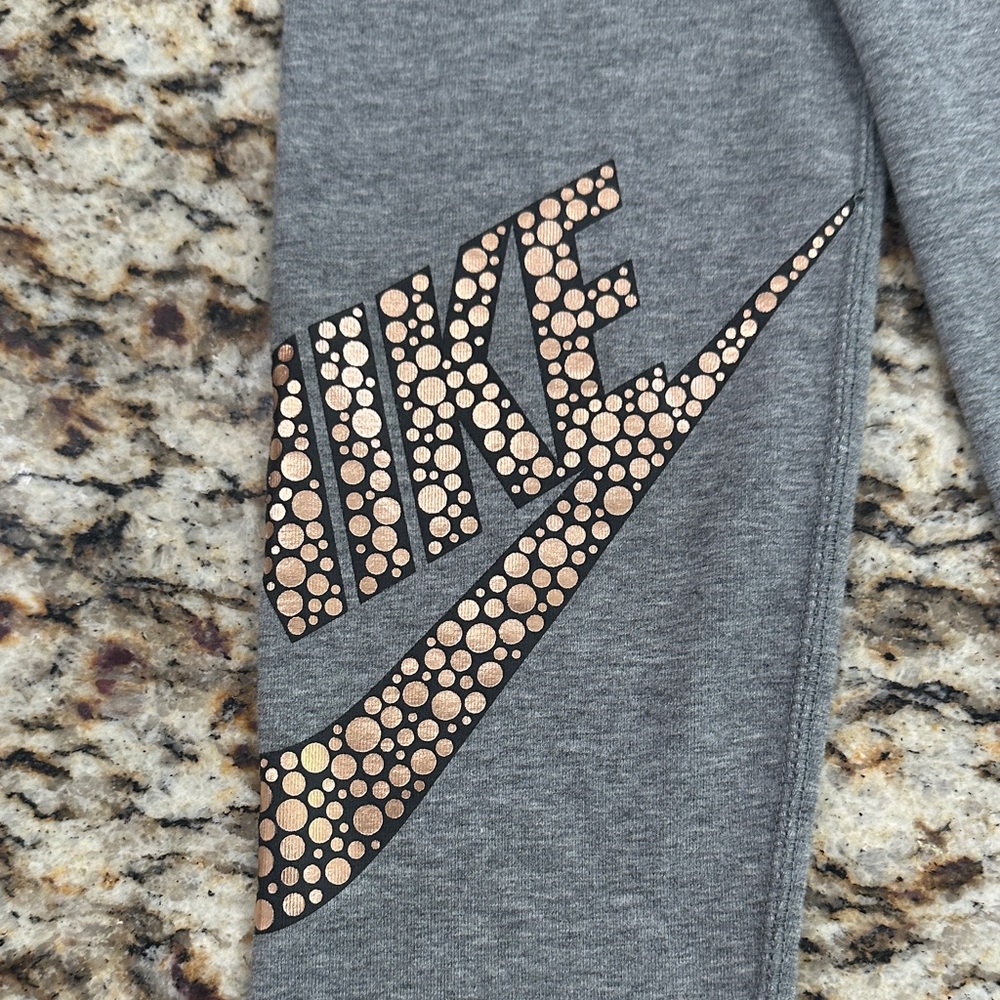 Nike Gray Leggings with Gold Accents